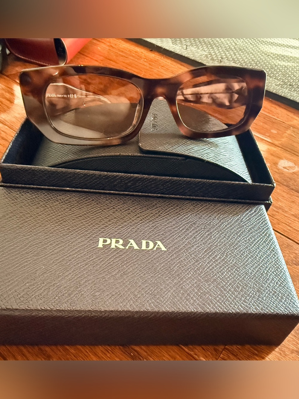 Prada Tortoiseshell Rectangular Sunglasses - Brown